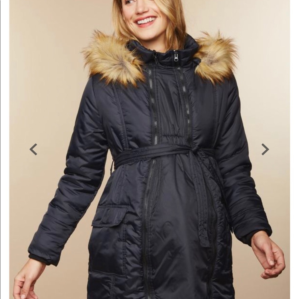 Motherhood 3-1 Belted Maternity Puffer Coat